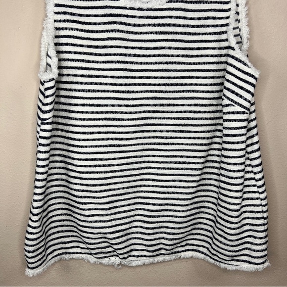 1x Green Envelope Blue White Print Sleeveless Top Preppy Classic - Picture 3 of 8